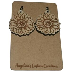 Sunflower Mini Wood Drop Earrings